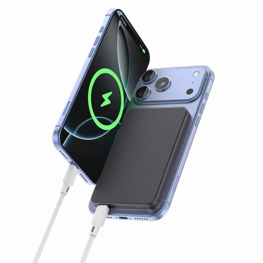 NEOVO MagSafe powerbank 3-in-1 - 5000mAh – Magnetische Draadloze Powerbank – 20W Snellader – Voor iPhone & Android – Apple Watch & AirPods - Zwart