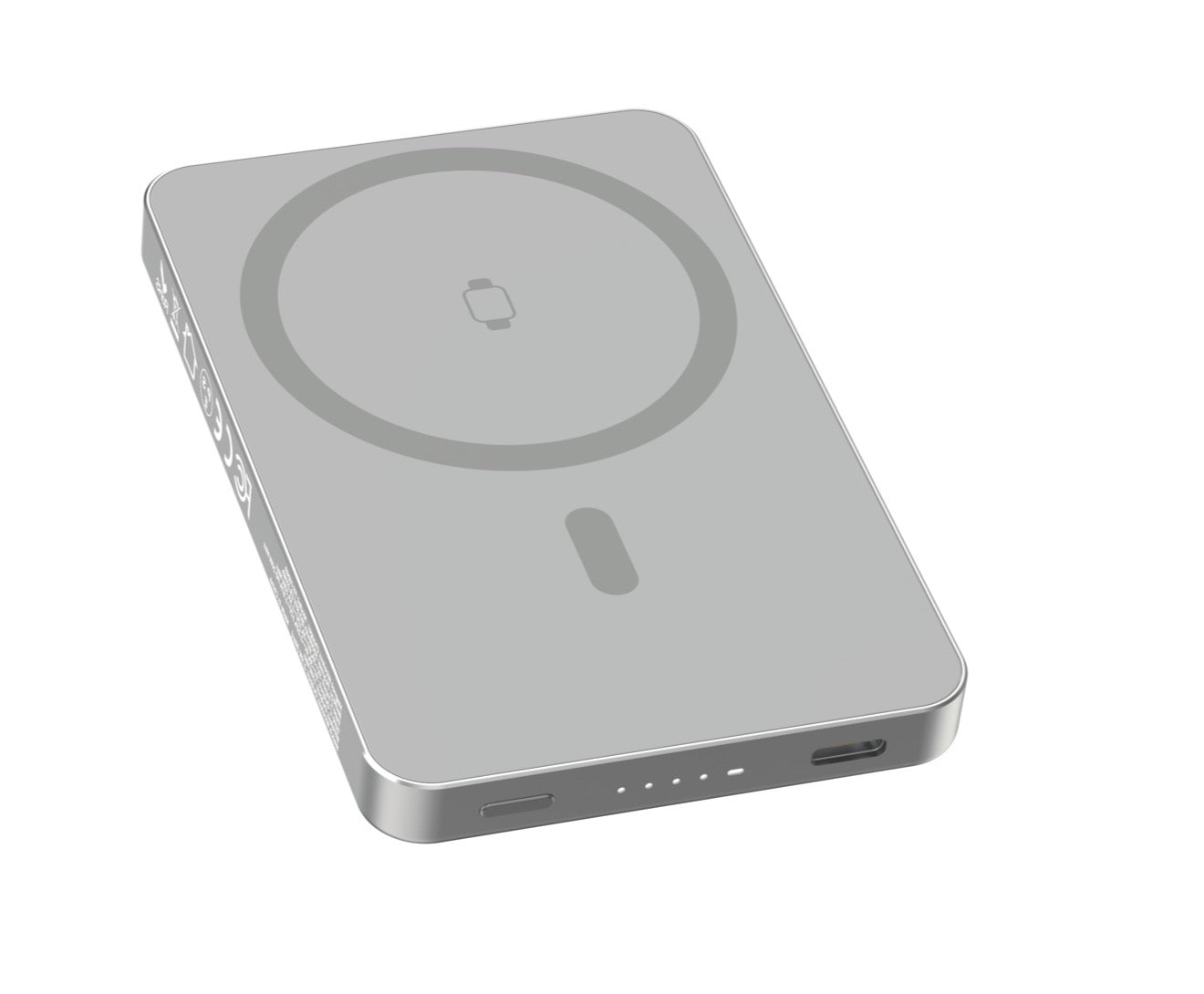 NEOVO MagSafe powerbank 3-in-1 - 5000mAh – Magnetische Draadloze Powerbank – 20W Snellader – Voor iPhone & Android – Apple Watch & AirPods - Grijs