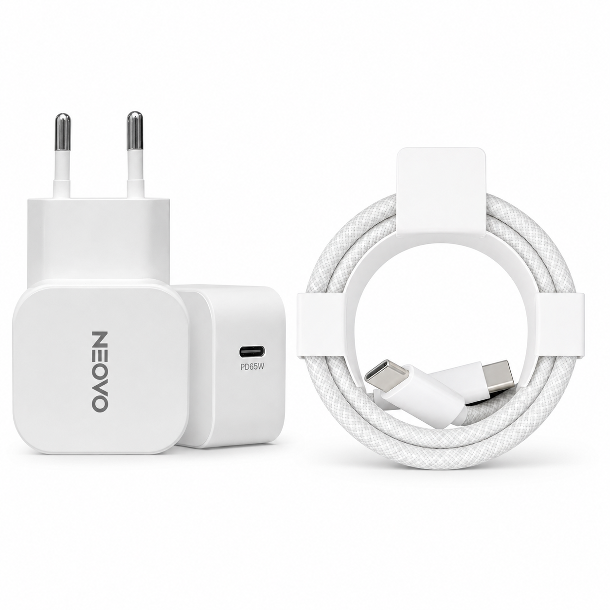 NEOVO 65W USB-C Snellader met 240W USB-C Kabel – iPhone 17/16/15 Oplader – Samsung S26/S25/S24 Snell
