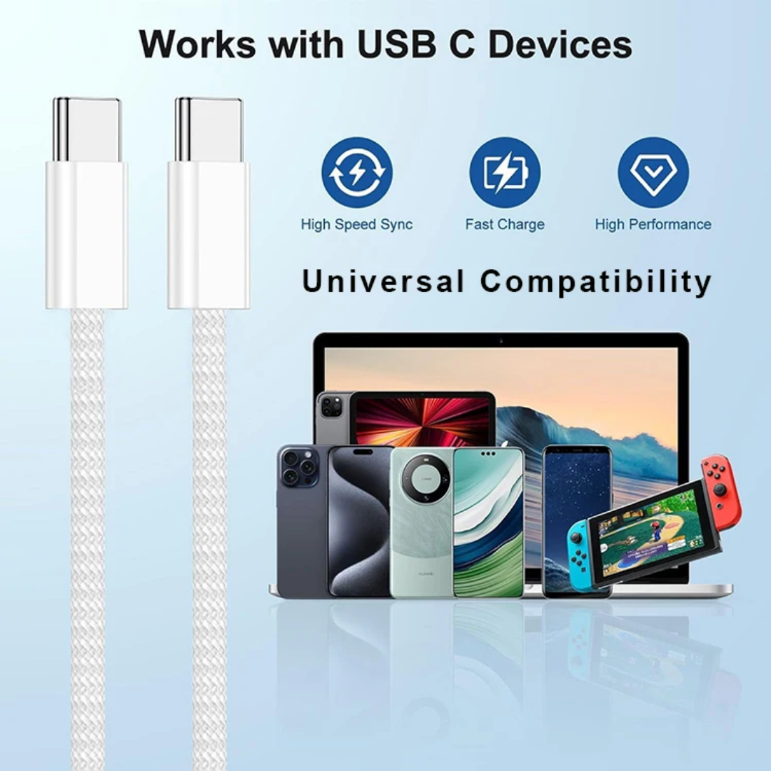 NEOVO 240W USB-C Kabel – iPhone & Samsung Snellaadkabel – USB-C naar USB-C – MacBook Kabel – 1 Meter